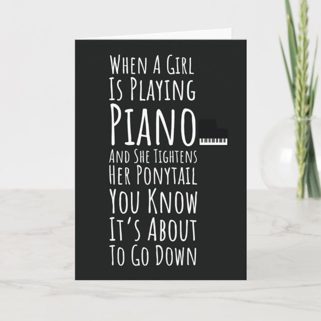 Cartão Black And White Funny Piano Cards For Women Her (Frente)