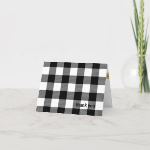 Cartão black and white lumberjack plaid thank you