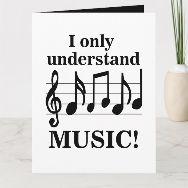 Cartão Black and White Music Notes Musician Birthday Card (Frente)