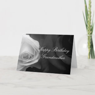 Cartão Black and White Rose Grandmother Birthday Card