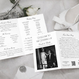 Cartão Black and White Wedding Program