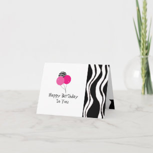 Cartão Black and White Zebra Stripe Birthday