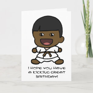 Cartão Black Boy's Karate Birthday Card