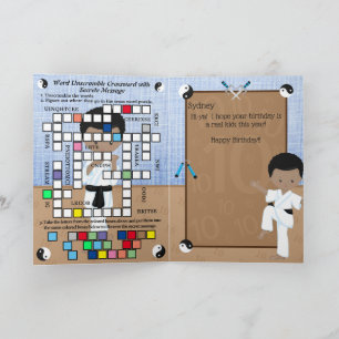 Cartão Black Boys Karate Mensagem Secreta Feliz Aniversár