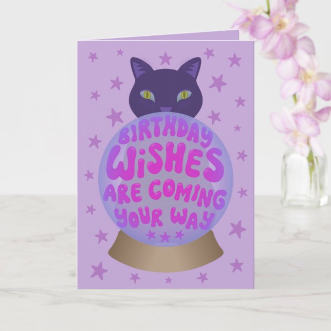 Cartão Black Cat Birthday Fortune (Orquídea)