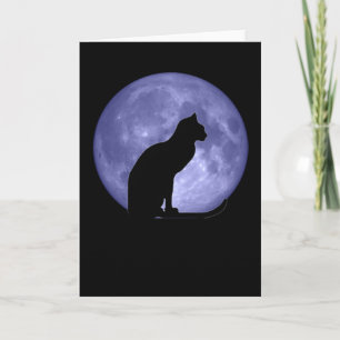 Cartão Black Cat Blue Moon Greetings card
