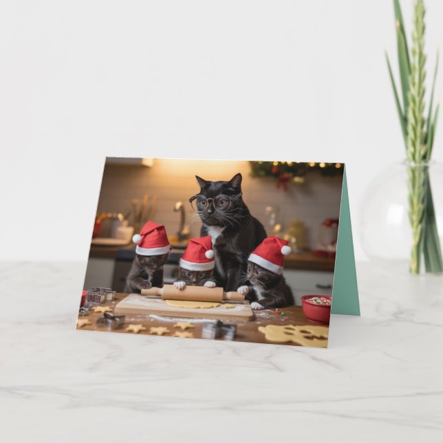 Cartão Black Cat Christmas Cookies Card (Frente)