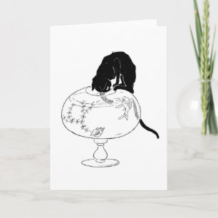 Cartão Black Cat e Goldfish, Alexandre Steinlen