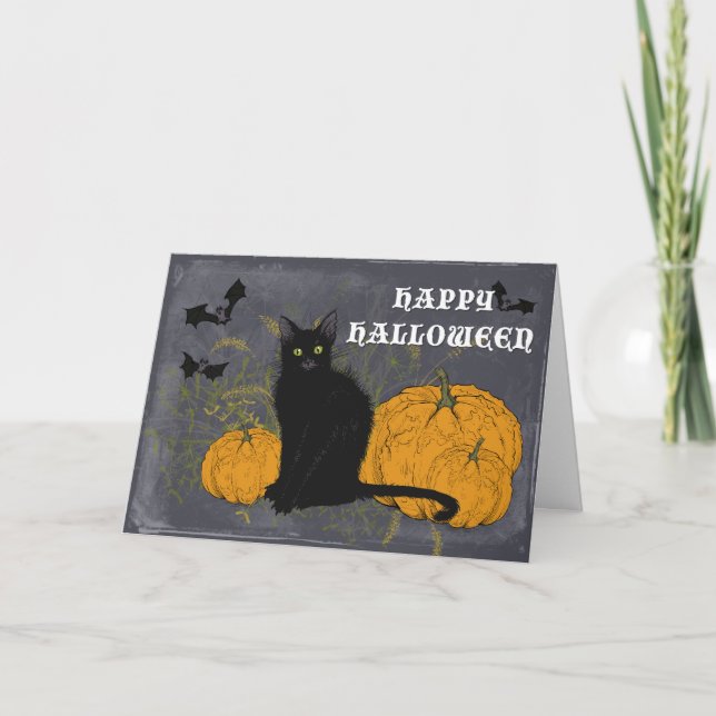 Cartão Black Cat Happy Halloween (Frente)