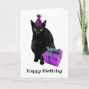 Cartão Black Cat Hat Gift Birthday Card