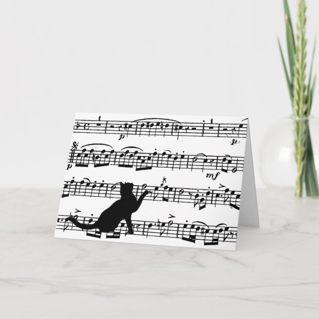 Cartão Black cat on sheet music (Frente)