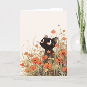 Cartão Black Cat Poppy Meadow