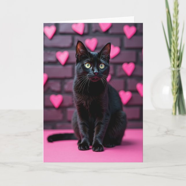 Cartão Black Cat Valentine Love Card (Frente)