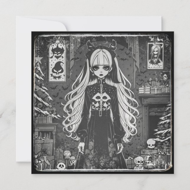 Cartão Black Christmas (navideña gris). (Frente)