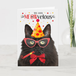Cartão Black Fluffy Cat MEOWveloz Aniversário