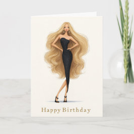 Cartão Black Glam Birthday Card for Fashion Lovers