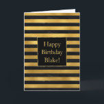 Cartão Black Gold Stripes Birthday<br><div class="desc">black gold stripes personalized birthday wedding anniversary or any occasion card</div>