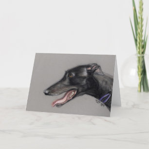 Cartão Black Greyhound Original Dog Art Greeting Card