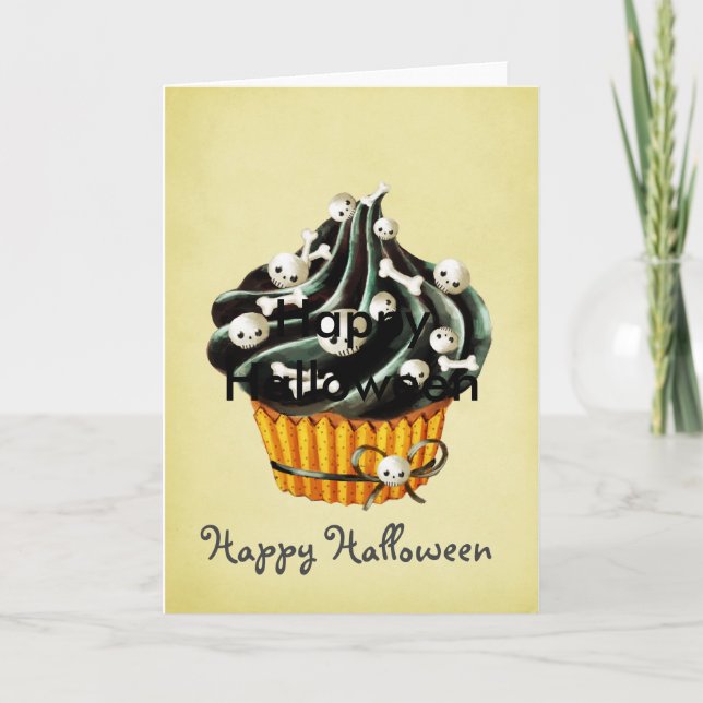 Cartão Black Halloween Cupcake (Frente)