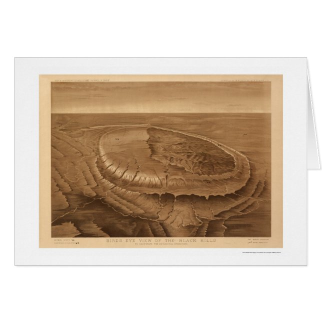 Cartão Black Hills da opinião 1880 de Dakota Birdseye (Frente Horizontal)