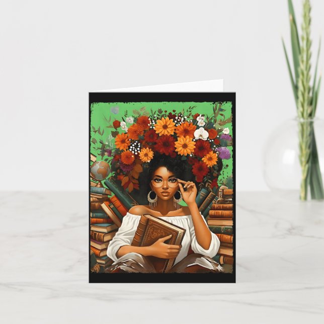 Cartão Black History Month Black Afro Girl Women Book Lov (Frente)