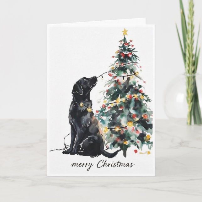 Cartão Black lab Feliz Natal  (Frente)