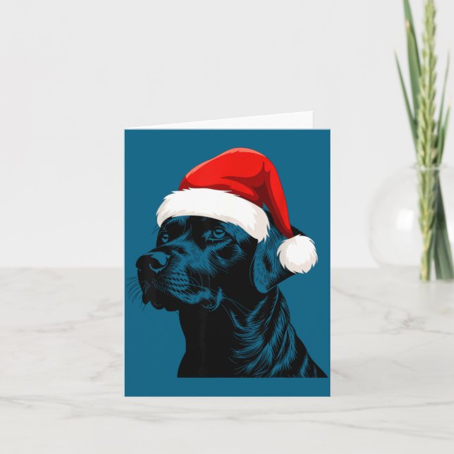 Cartão Black Lab Labrador Santa Hat Christmas Holiday Pet (Frente)