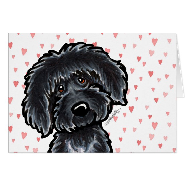 Cartão Black Labradoodle Puppy Love (Frente Horizontal)