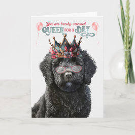 Cartão Black Labradoodle Queen para um dia de aniversário