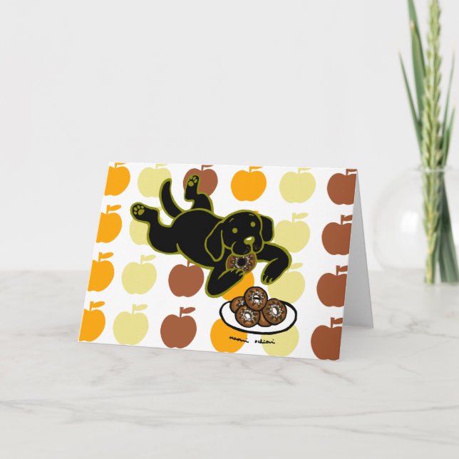 Cartão Black Labrador e Doughnut! (Frente)