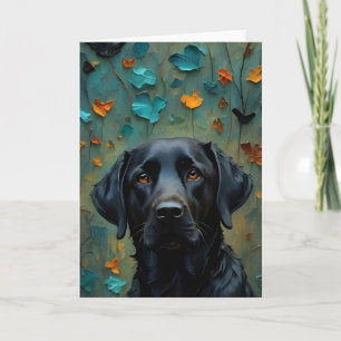 Cartão Black Labrador in Leaves