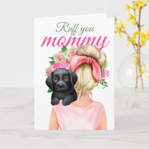 Cartão Black Labrador Puppy Com Mulher Ruff Sua Mamãe