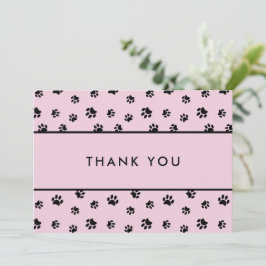 Cartão Black Paw Prints Pink Pet Care Business Thank You