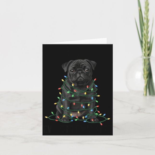 Cartão Black Pug Christmas I'm Fine Everything Is Fine  (Frente)