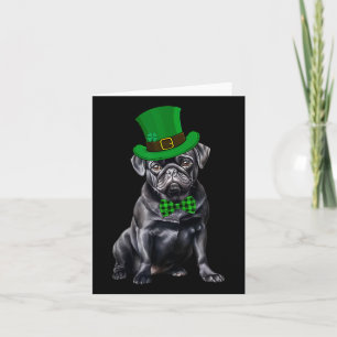 Cartão Black Pug Patricks Day Que Dia de São Patrício Eng