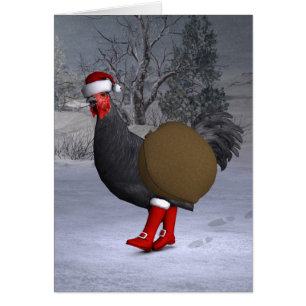 Cartão Black Rooster Santa Claus
