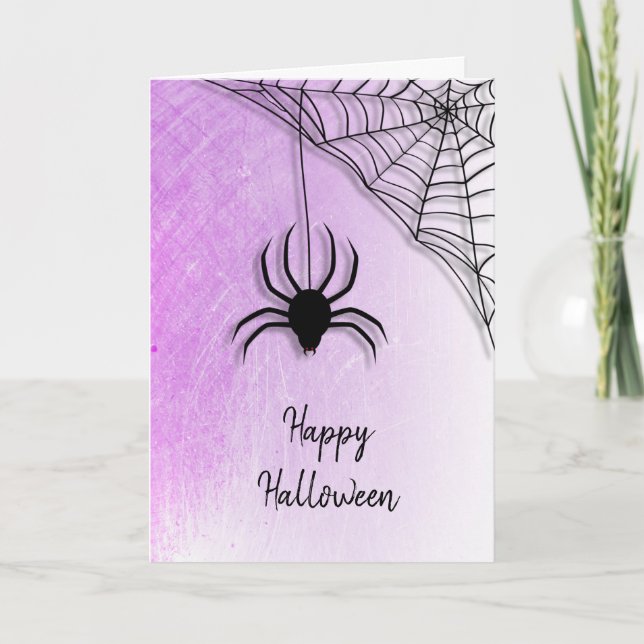 Cartão Black Spider e Web Happy Halloween Card (Frente)