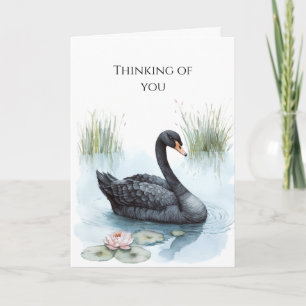 Cartão Black Swan Calla Lily Flower Pensando em você