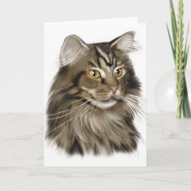 Cartão Black Tabby Maine Coon Cat (Frente)