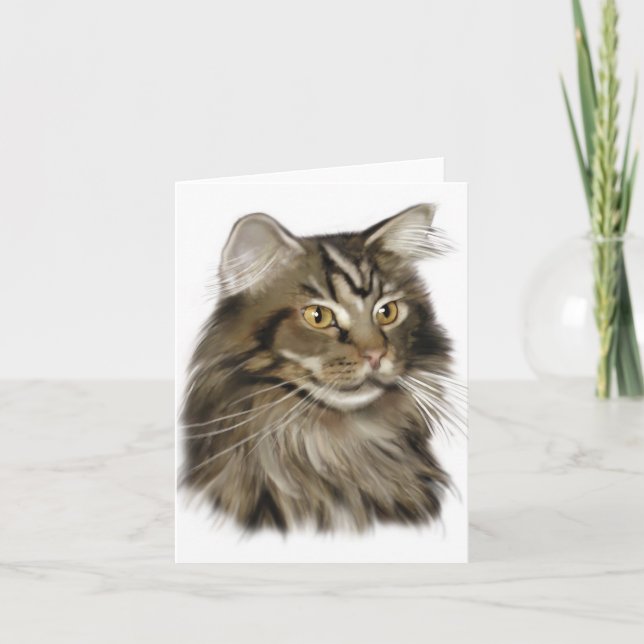Cartão Black Tabby Maine Coon Cat (Frente)