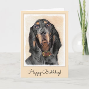 Cartão Black & Tan Coonhound Painting - Original Dog Art