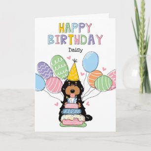 Cartão Black Tri Cockapoo Cavapoo Dog Feliz Aniversário