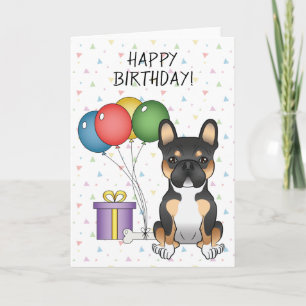 Cartão Black Tricolor French Buldogue Dog Happy Birday