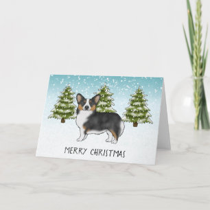 Cartão Black Tricolor Pembroke Corgi Dog Winter Christmas