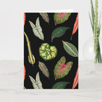 Cartão Black Vintage Plant Leaf Folded Greeting Card