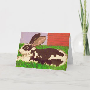 Cartão Black & White Bunny Painting on Greeting Card