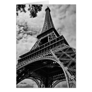 Cartão Black White Eiffel Tower Paris Europe Viagem