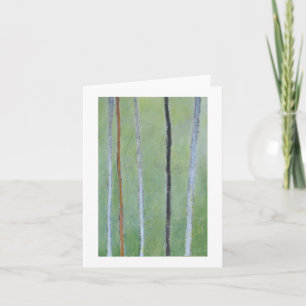 Cartão Black & white lines on green abstract painting