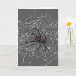 Cartão Black Widow Spider And Spiderweb Drawing Art