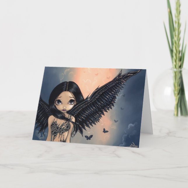 Cartão "Black Winged Angel" Greeting Card (Frente)